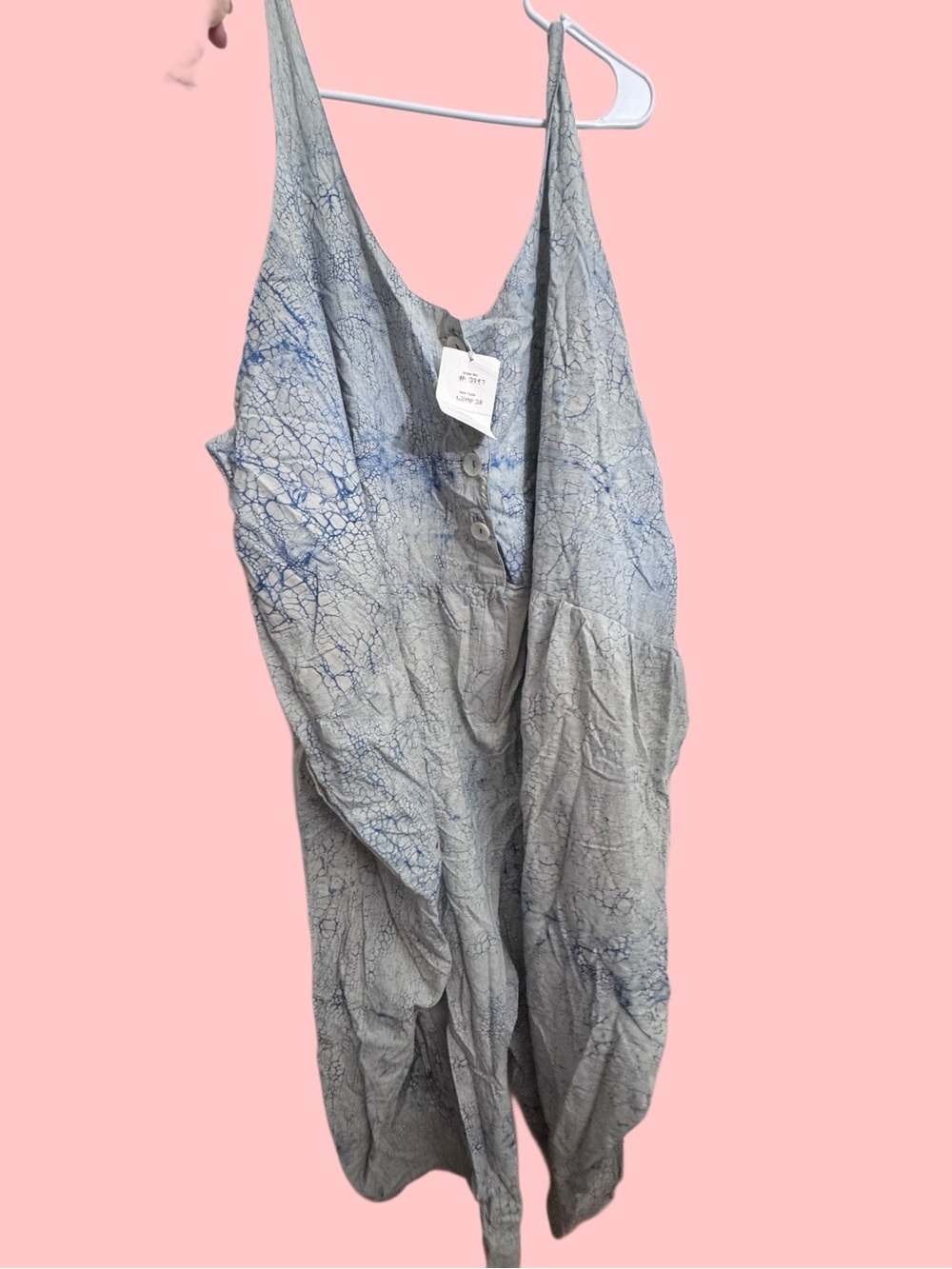Light Blue Marble-Print Sleeveless Jumpsuit